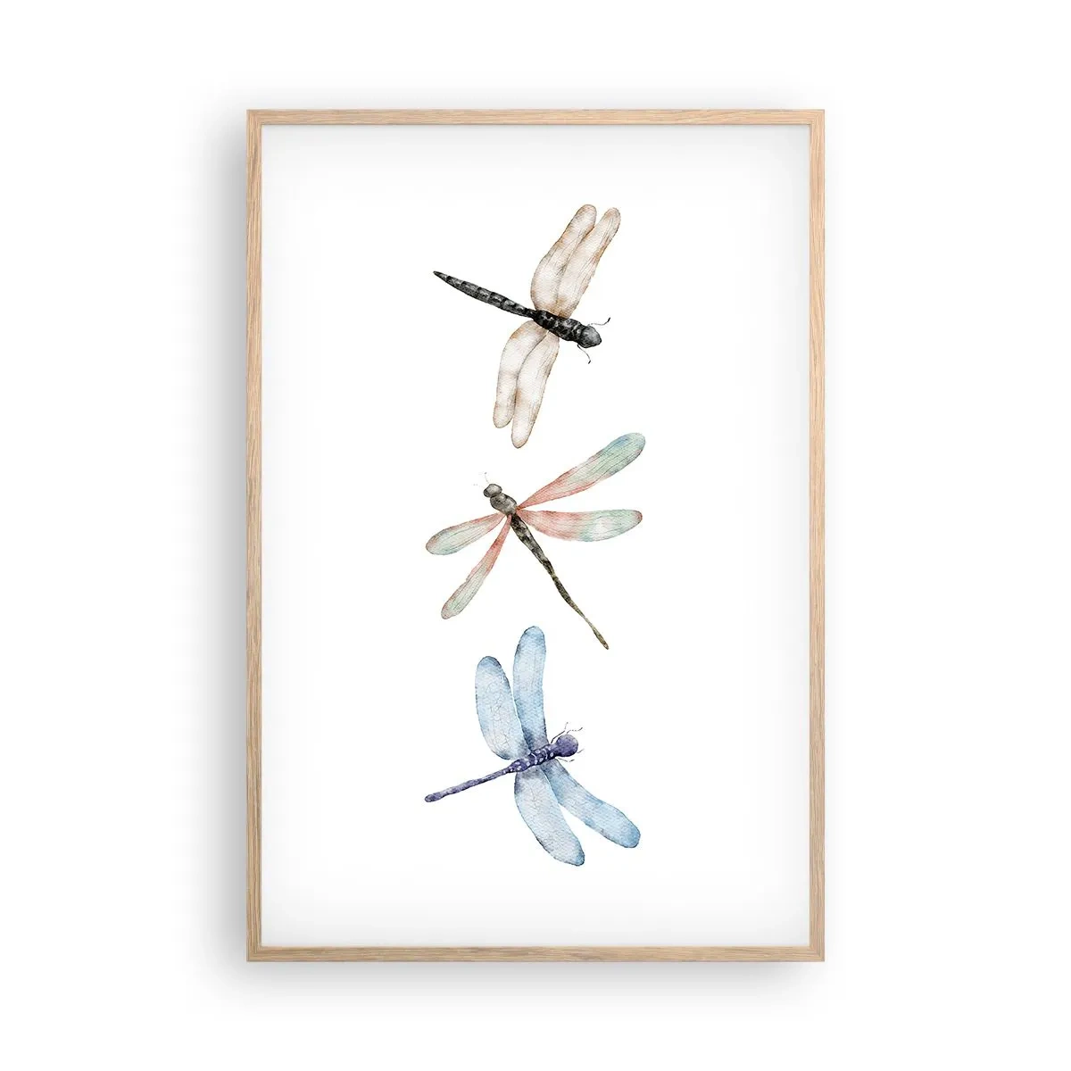 Pôster com moldura de carvalho claro - Libélulas sem peso - 61x91 cm