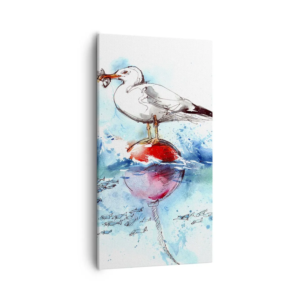 Quadro em tela - Pesca bem sucedida - 55x100 cm