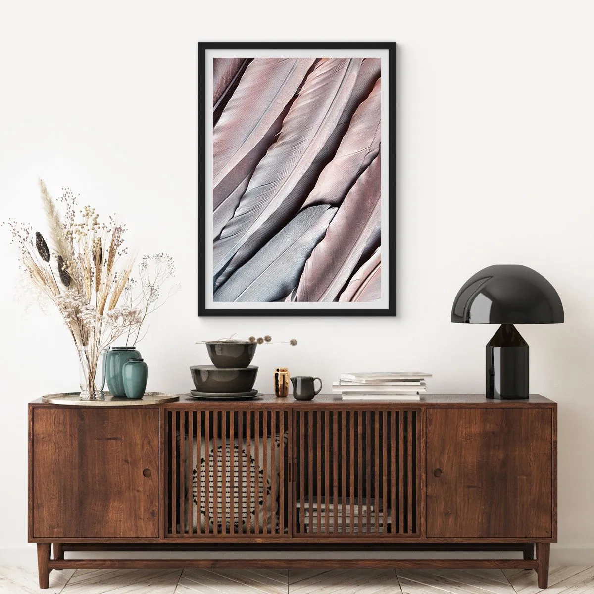 Pôster com moldura preta - Em prateado rosa - 61x91 cm