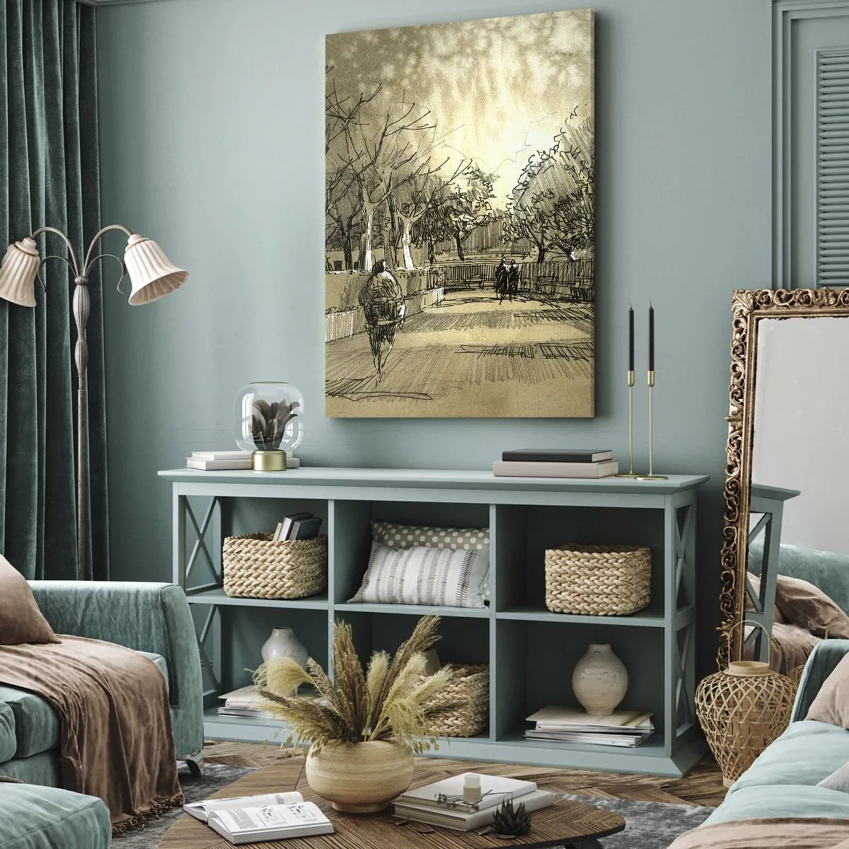 Quadro em tela - Um momento capturado por uma pena - 65x120 cm