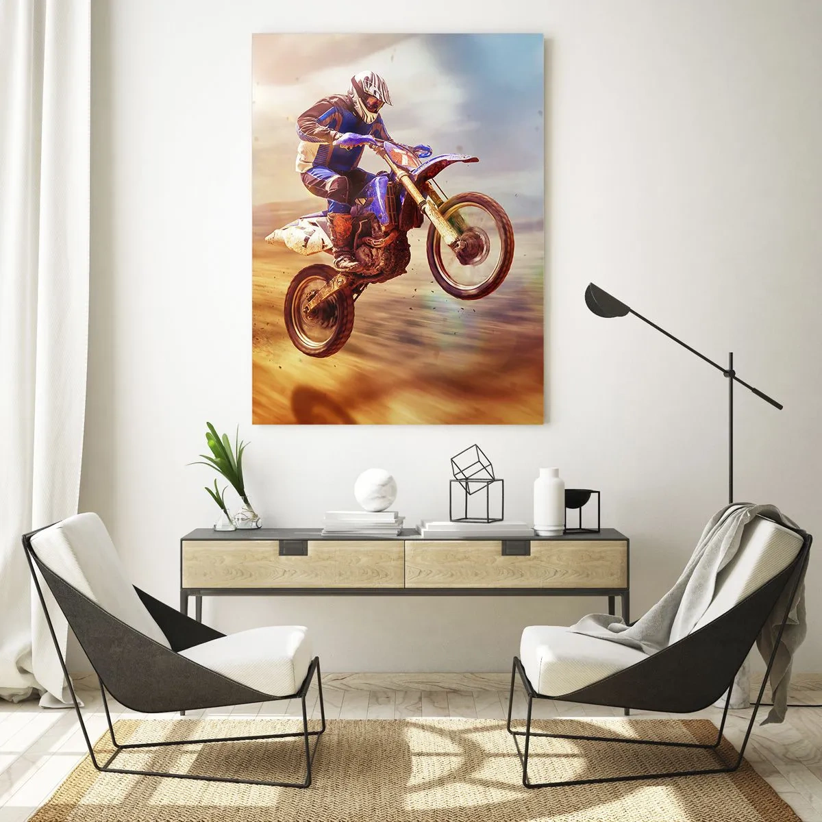 Quadro em vidro - Vertigem da motocicleta - 70x100 cm