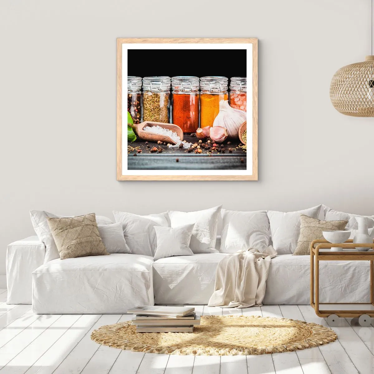 Pôster com moldura de carvalho claro - Para que a vida tenha um sabor - 50x50 cm