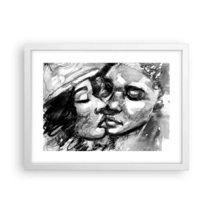 Pôster em moldura branca - Um momento de ternura - 40x30 cm