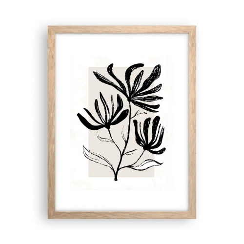 Pôster com moldura de carvalho claro - Esboço para o herbário - 30x40 cm