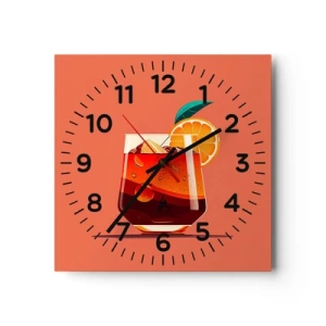 Relógio de parede - Relógio em vidro - Refresco de verão - 30x30 cm