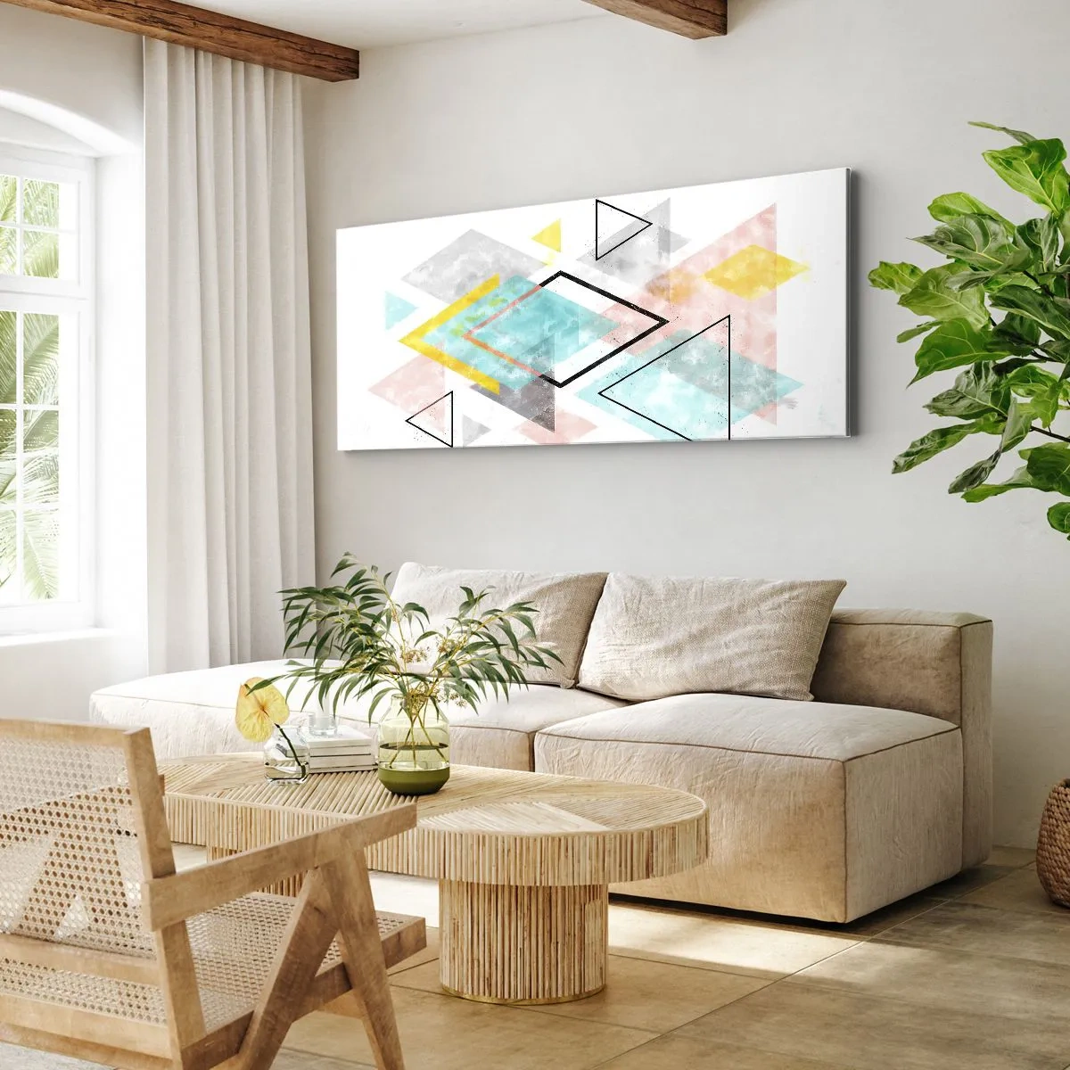 Quadro em tela - Jogo geométrico - 100x40 cm