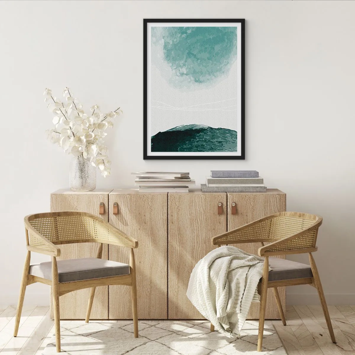 Pôster com moldura preta - Encontro com a neblina - 61x91 cm