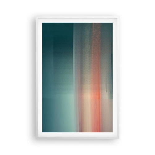 Pôster em moldura branca - Resumo: ondas de luz - 61x91 cm