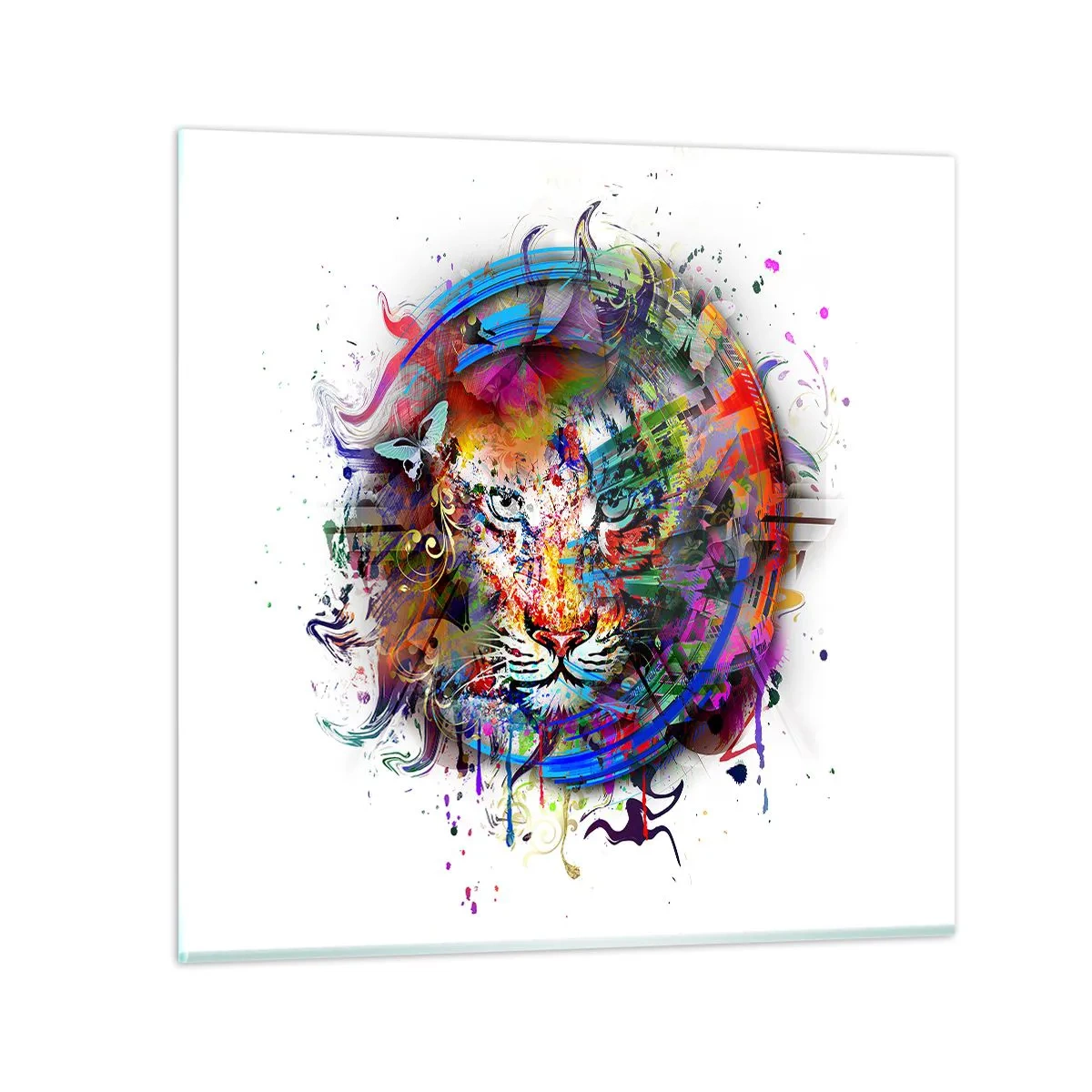 Quadro em vidro - À espreita atrás do véu arco-íris - 40x40 cm