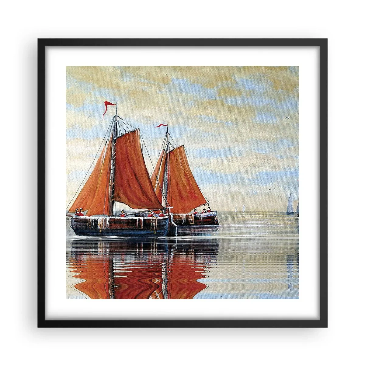 Pôster com moldura preta - A velejar, marujo… - 50x50 cm