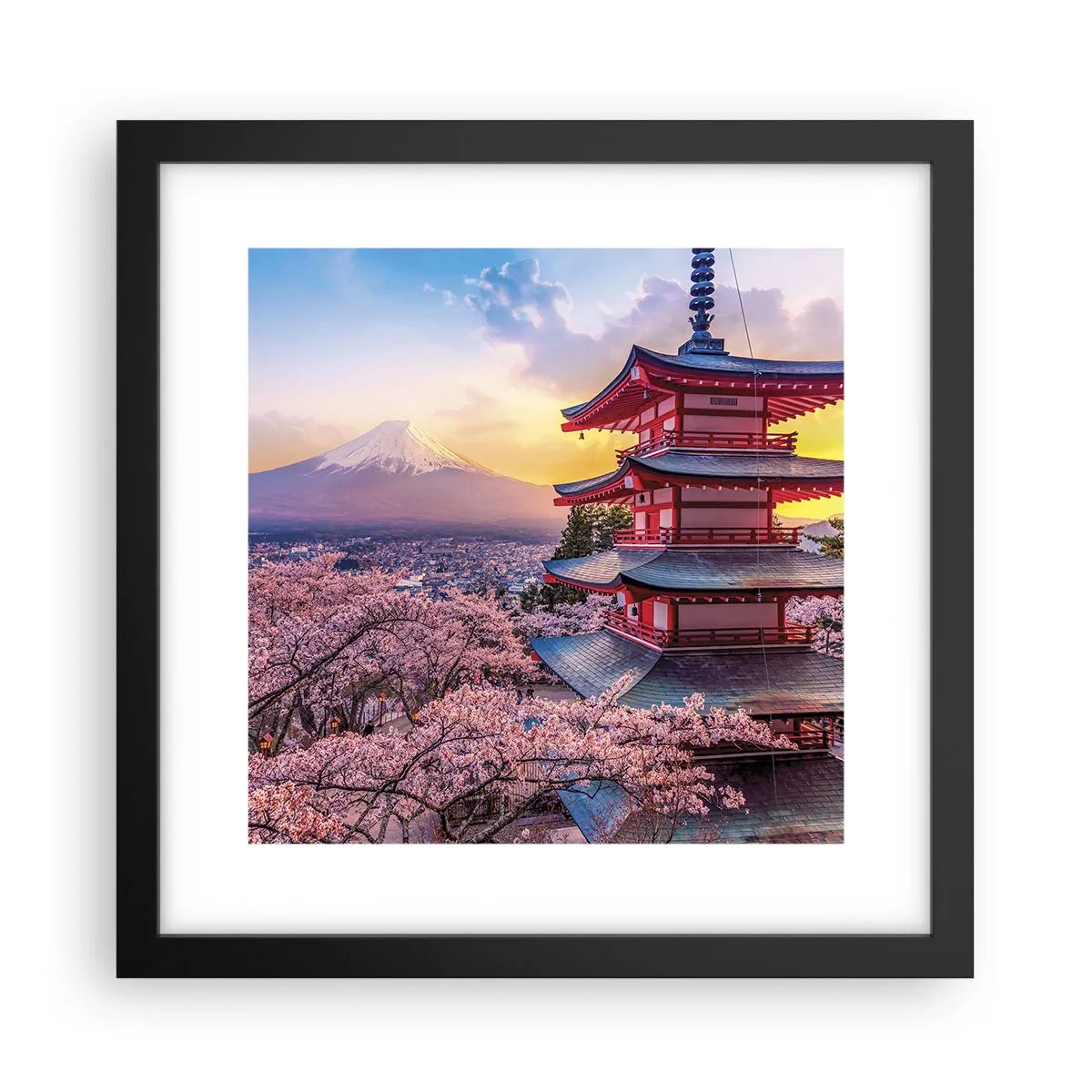 Pôster com moldura preta - A essência do espírito japonês - 30x30 cm