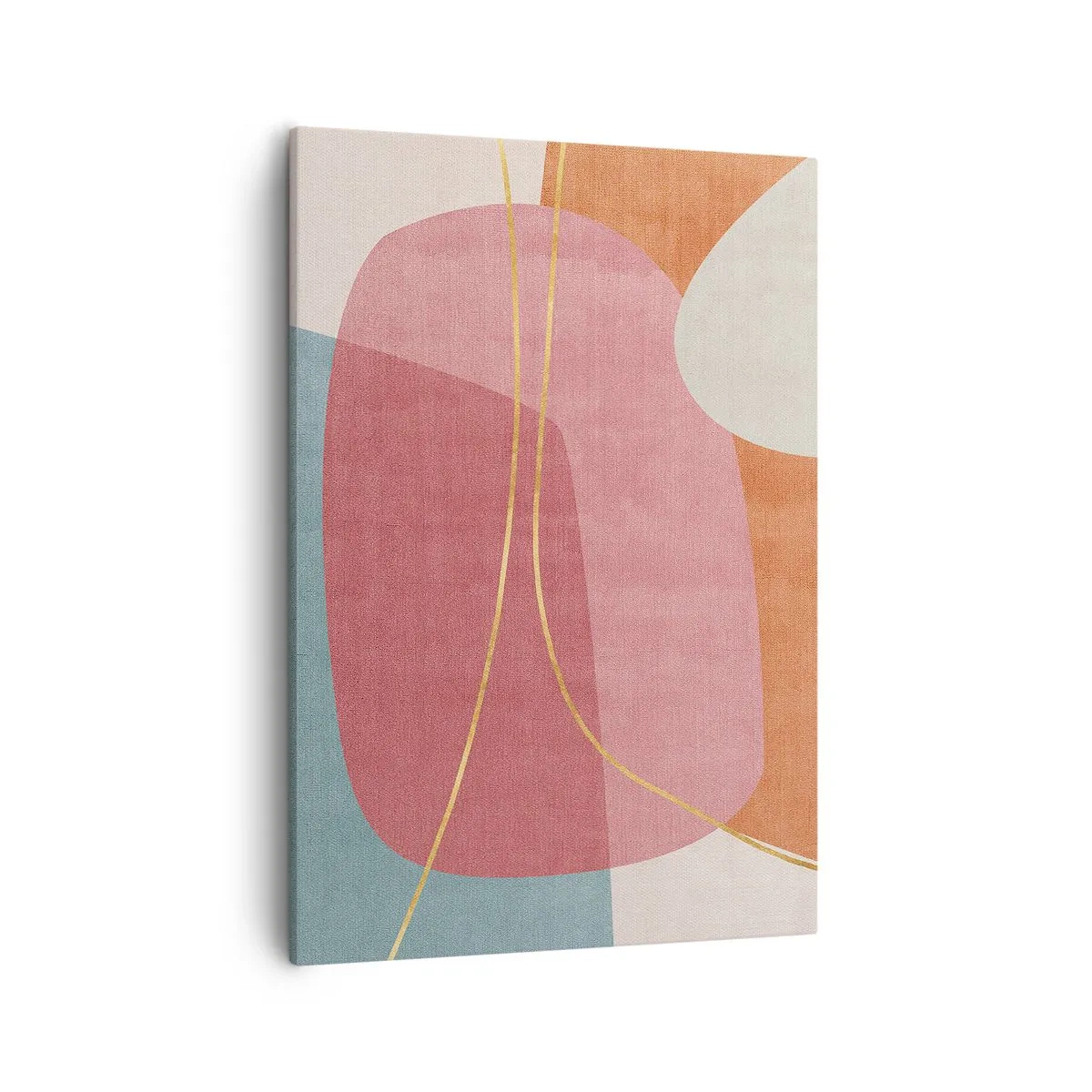 Quadro em tela - Composição pastel com fio dourado - 50x70 cm