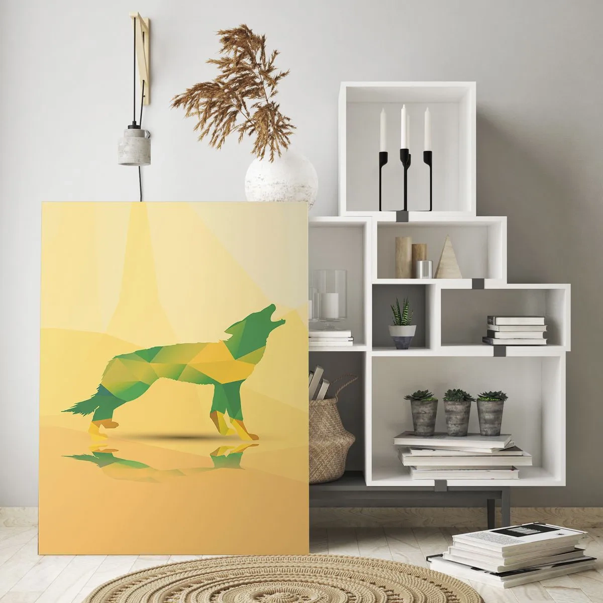 Quadro em vidro - Lobo solitário - 50x70 cm