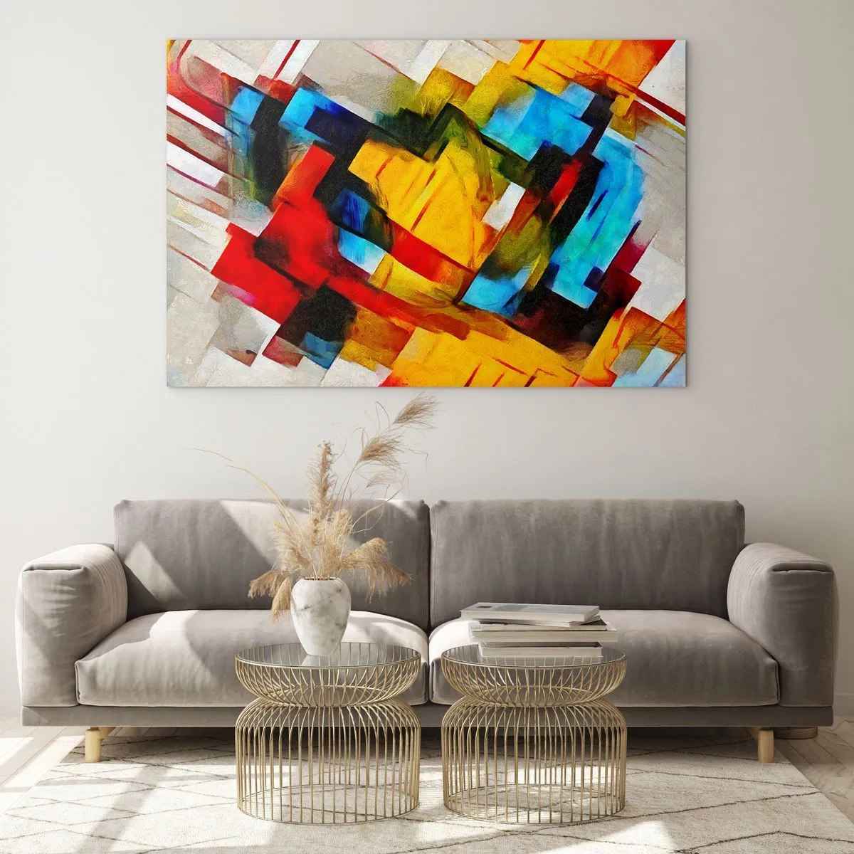 Quadro em vidro - Camadas multicoloridas - 100x70 cm