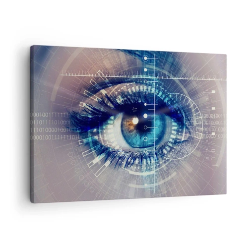 Quadro em tela - Um olhar tecnológico com uma interface futurista - 70x50cm - Achas que me conheces - Decoração de parede moderna para a sala de estar e quarto ARTTOR