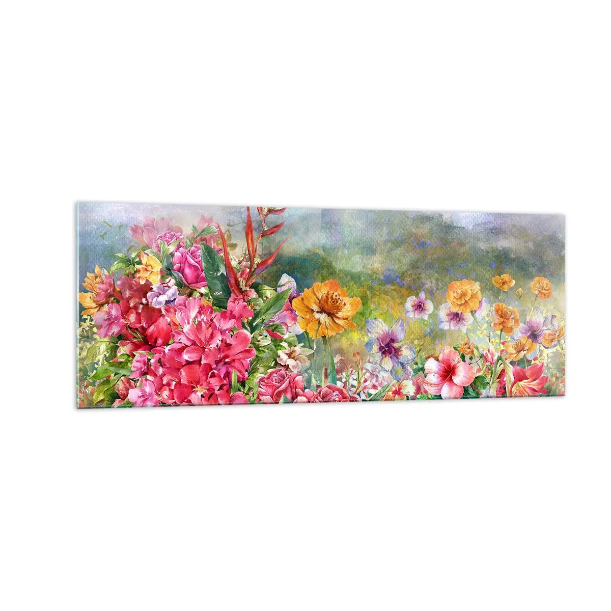 Quadro em vidro - O jardim que enlouqueceu - 140x50 cm