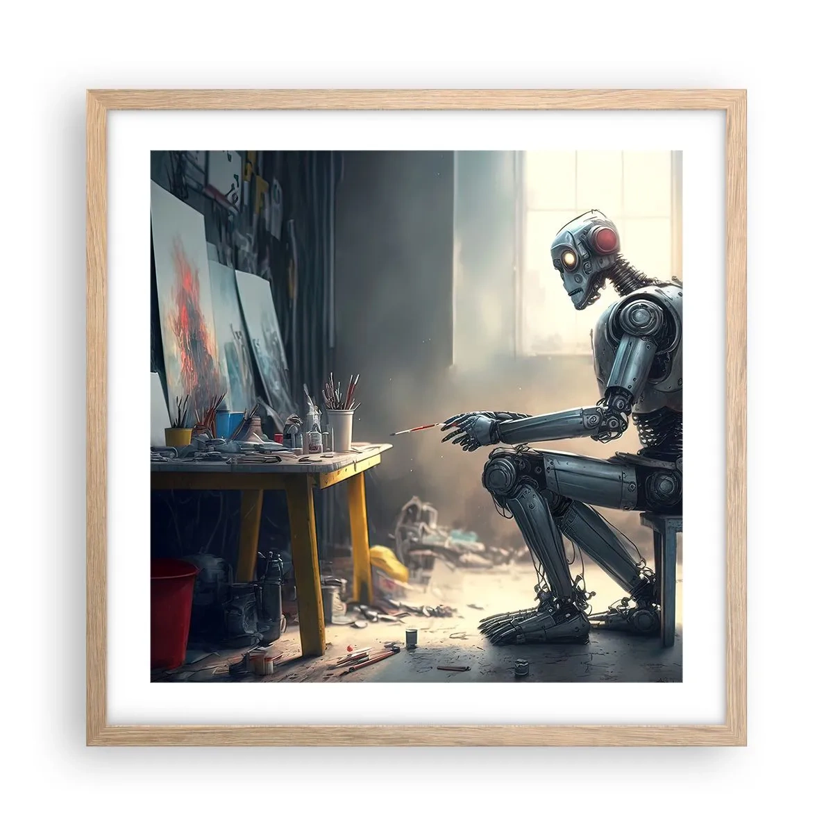 Pôster com moldura de carvalho claro - O ato de criação - 50x50 cm