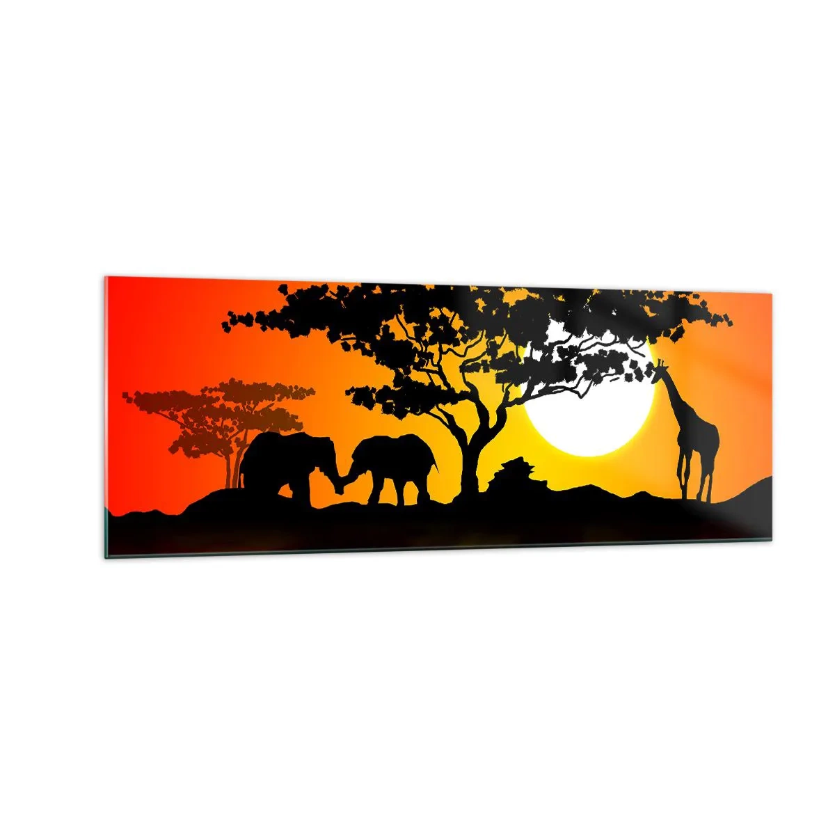 Quadro em vidro - Encontro na savana - 140x50 cm