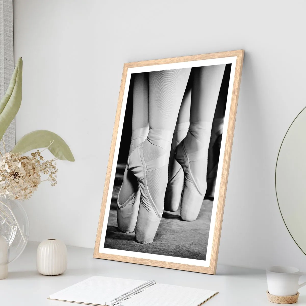 Pôster com moldura de carvalho claro - Juntos, com leveza - 70x100 cm