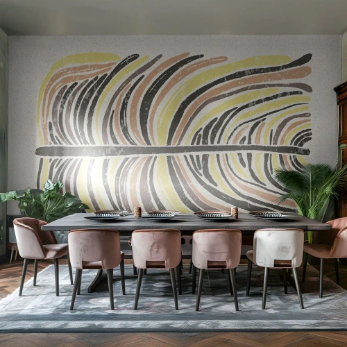 Papel de Parede Premium Sand - Abstração cheia de vida - Boho, Minimalismo, Pastel - 250x175 cm