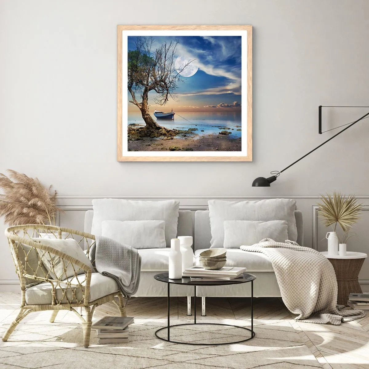 Pôster com moldura de carvalho claro - É este o fim ou o começo? - 60x60 cm