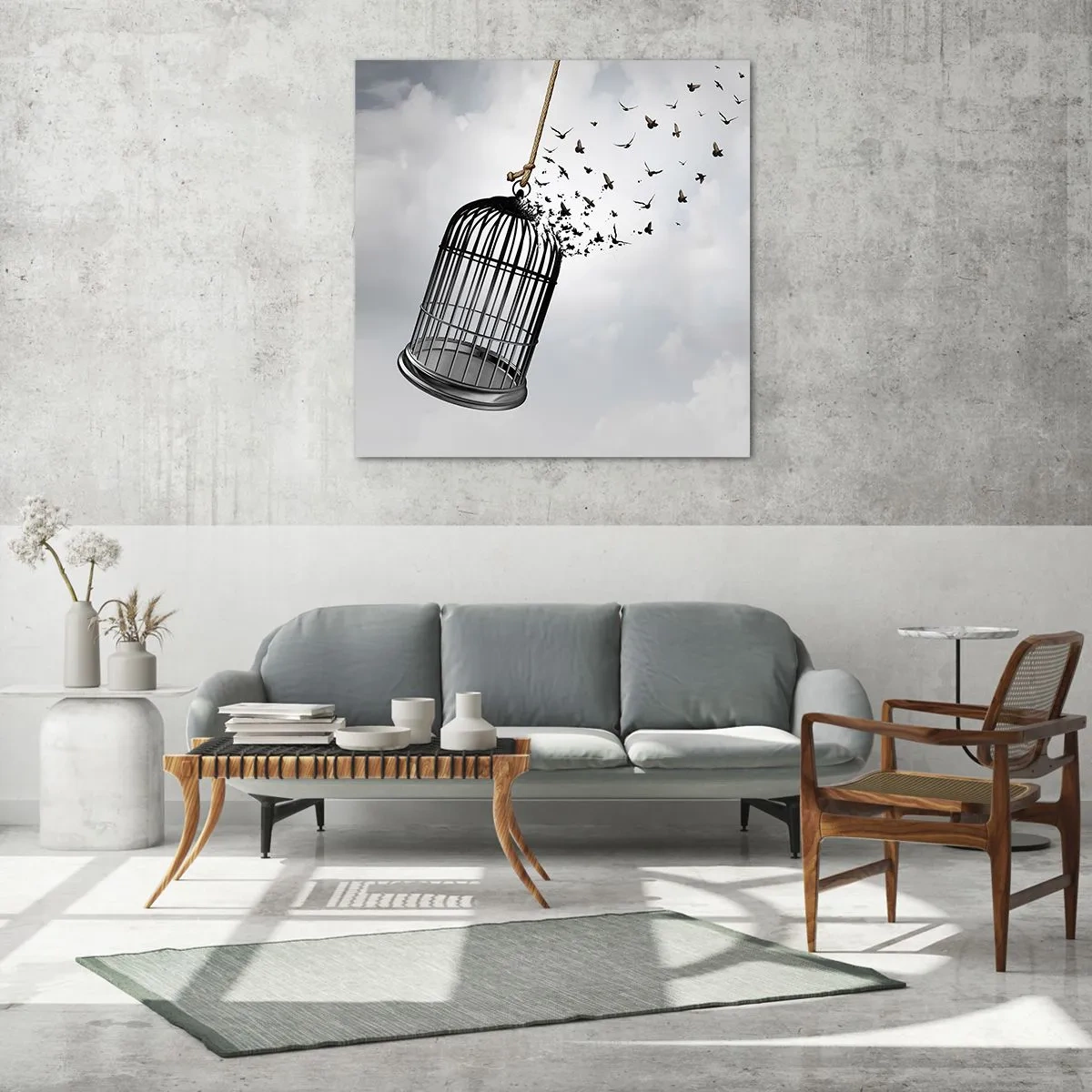 Quadro em vidro - Fé... Esperança... Liberdade! - 70x70 cm