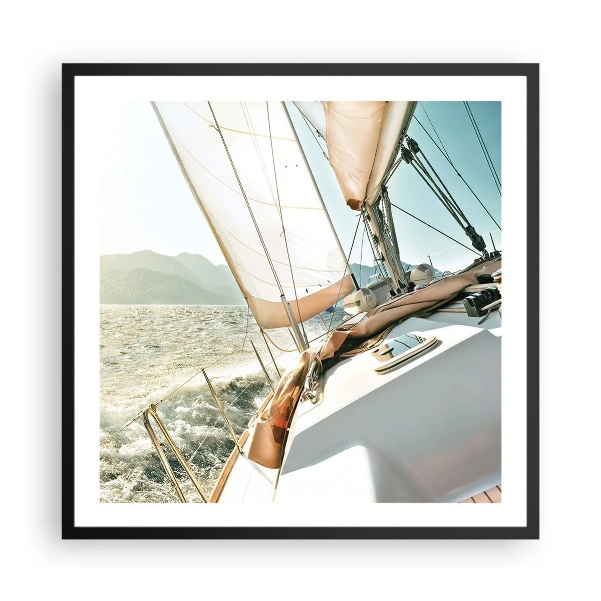 Pôster com moldura preta - Sob a vela - 60x60 cm