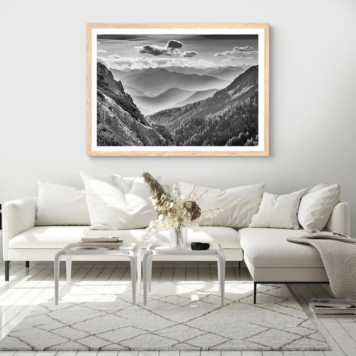 Pôster com moldura de carvalho claro - Até ao horizonte - 100x70 cm