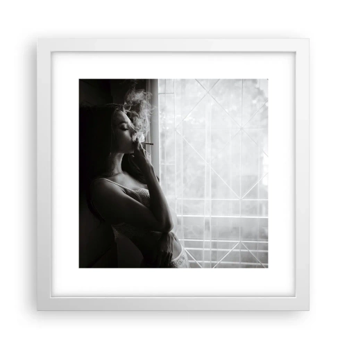 Pôster em moldura branca - Um momento sensual - 30x30 cm