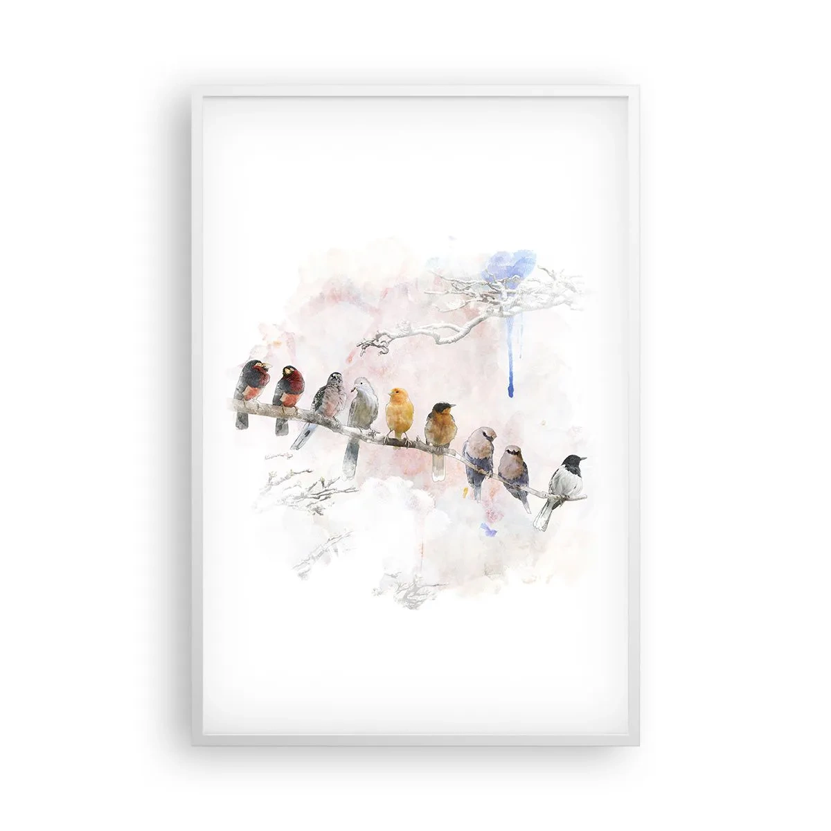 Pôster em moldura branca - Reunião alada - 61x91 cm