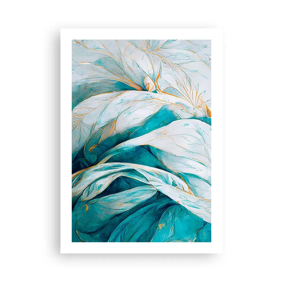 Pôster - Abstração azul com lema dourado - 50x70 cm