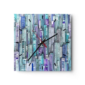 Relógio de parede - Relógio em vidro - Azul do céu - 30x30 cm