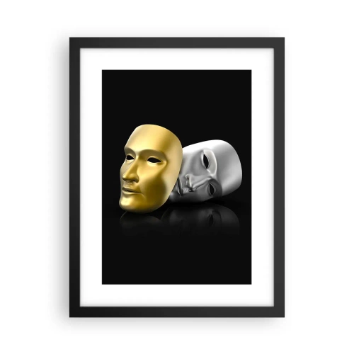Pôster com moldura preta - A vida é um teatro - 30x40 cm