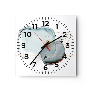 Relógio de parede - Relógio em vidro - Um estudo sobre gotas - 40x40 cm