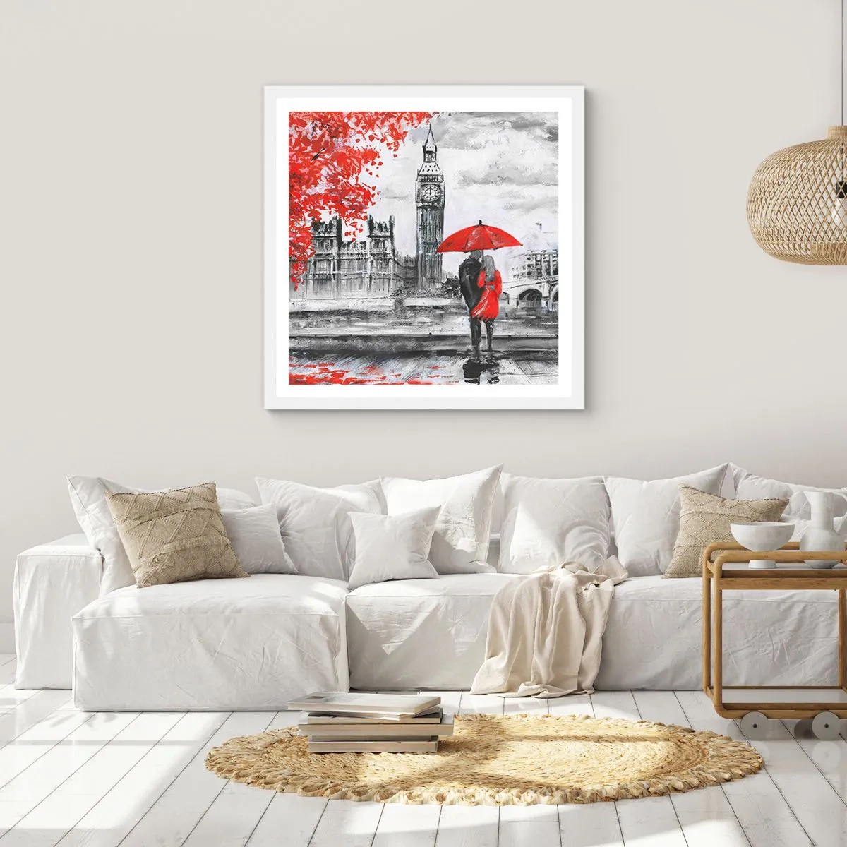 Pôster em moldura branca - Apaixonados em Londres - 60x60 cm