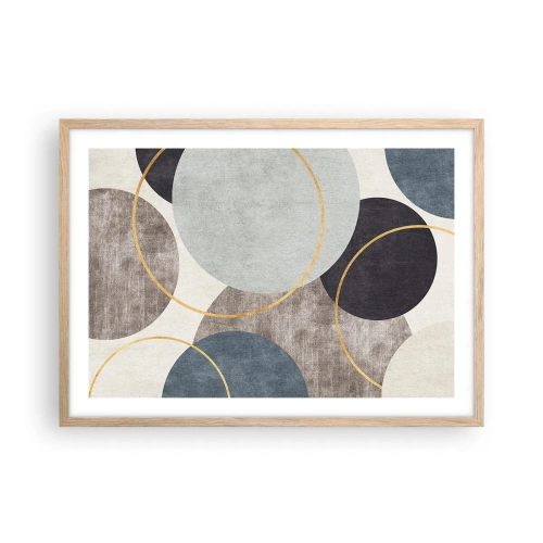 Pôster com moldura de carvalho claro - Roda por roda - 70x50 cm