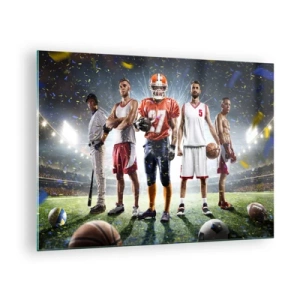 Quadro em vidro - Atletas de diversas modalidades em destaque no estádio - 70x50cm - Gladiadores dos campos - Decoração de parede moderna para a sala de estar e quarto ARTTOR