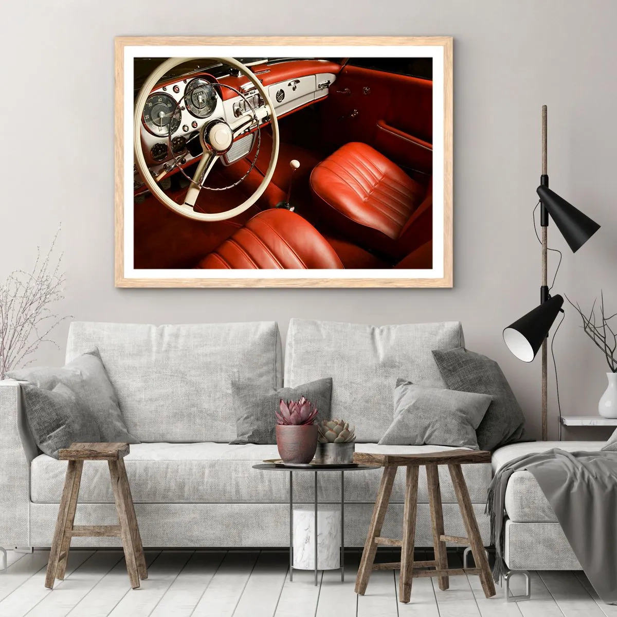 Pôster com moldura de carvalho claro - Luxo vintage - 50x40 cm