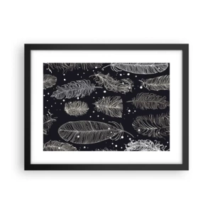 Pôster com moldura preta - Rendas de penas - 40x30 cm