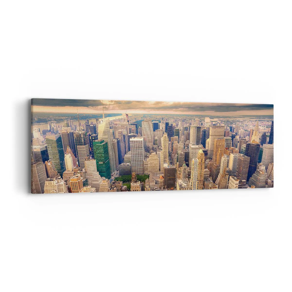 Quadro em tela - Metrópole dourada - 90x30 cm