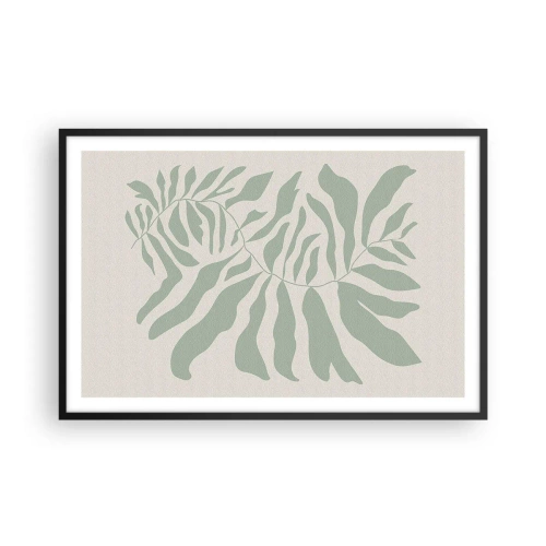 Pôster com moldura preta - Galho esmeralda - 91x61 cm