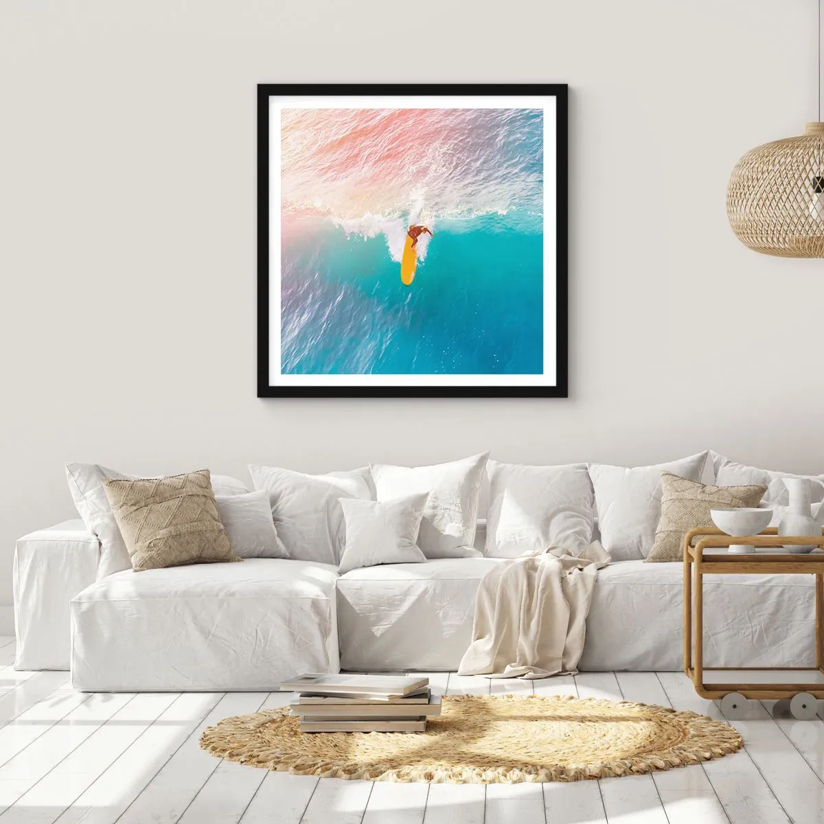 Pôster com moldura preta - Cavaleiro oceânico - 50x50 cm