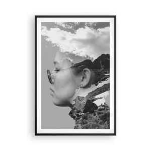 Pôster com moldura preta - Retrato das montanhas e da nuvem - 61x91 cm