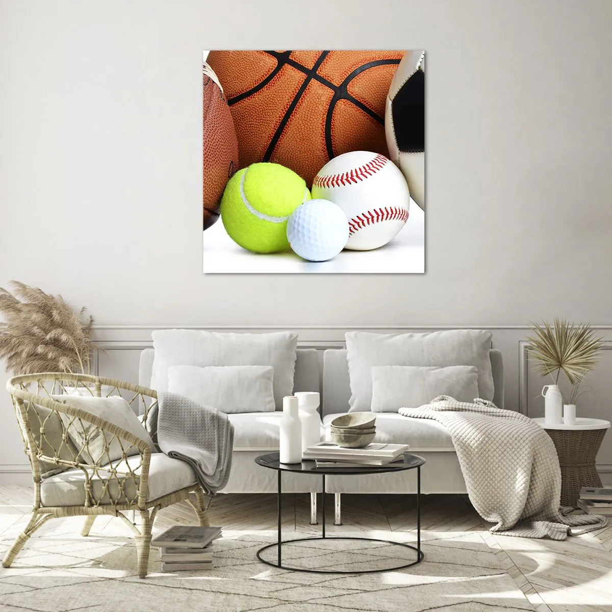 Quadro em vidro - Adoramos uma bola! - 70x70 cm