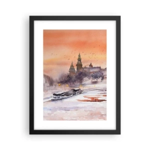 Pôster com moldura preta - Pôr do sol real - 30x40 cm