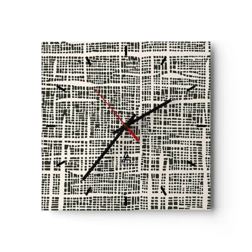 Relógio de parede - Relógio em vidro - Uma composição tecida - 40x40 cm