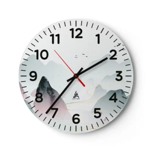 Relógio de parede - Relógio em vidro - Acima dos picos - 40x40 cm