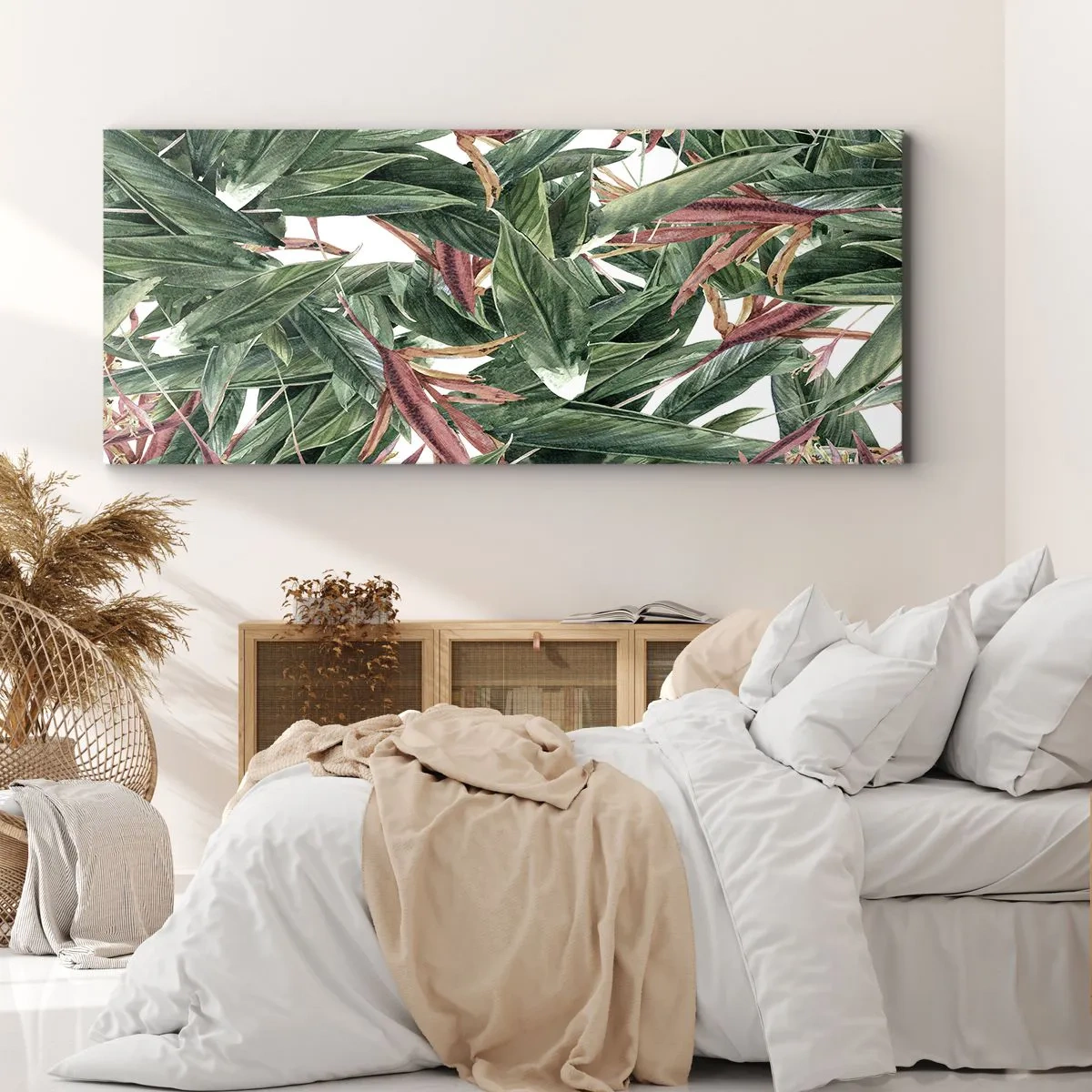 Quadro em tela - Matagal esmeralda-lilás - 100x40 cm