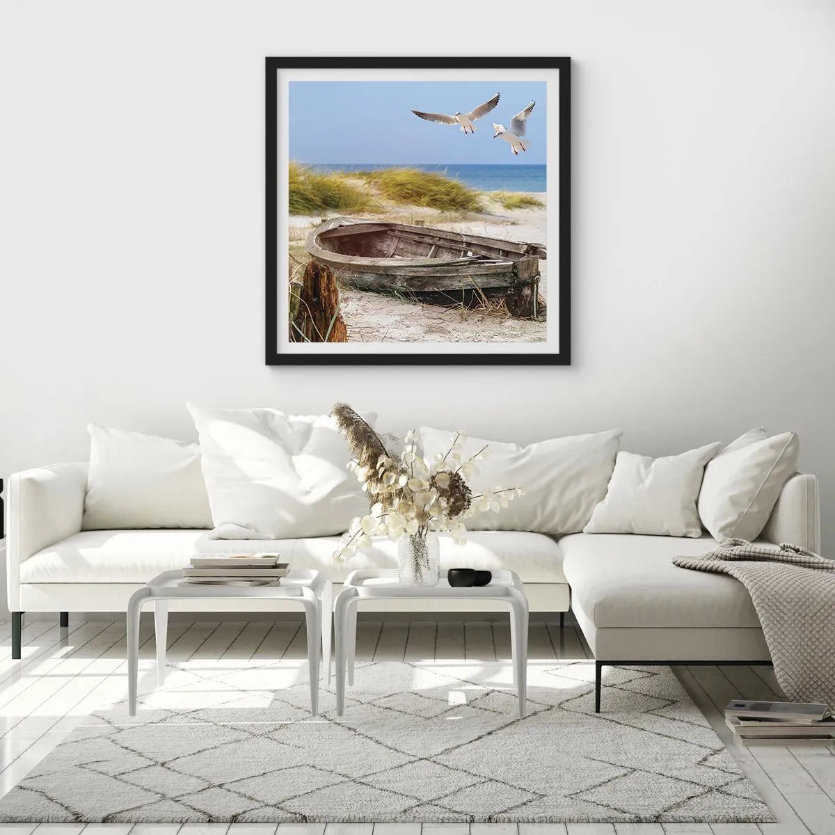 Pôster com moldura preta - Banhado pelo vento - 50x50 cm