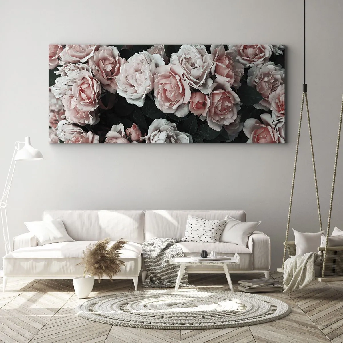Quadro em tela - Conjuntos de rosas - 100x40 cm